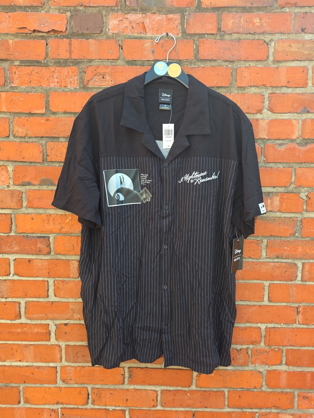 Disney The Nightmare Before Christmas Striped Woven Button Up Mens XL NWT (P)